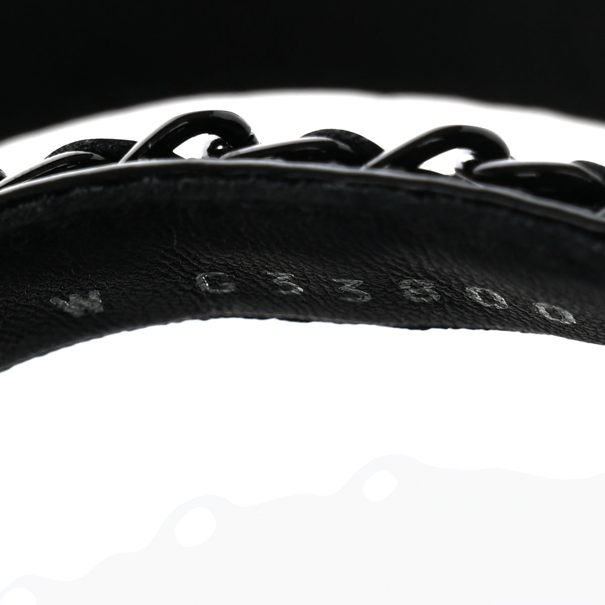 Laminated Goatskin Chain Sandals 38 Black