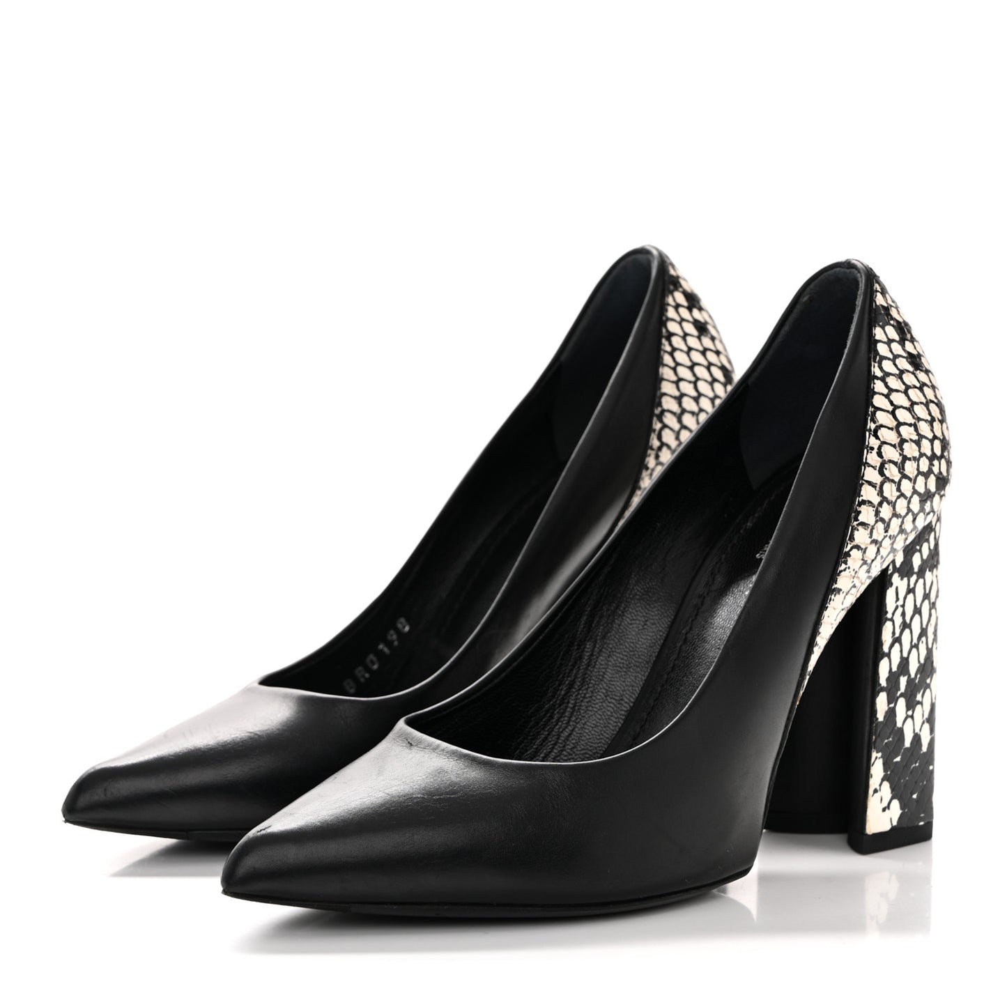 Calfskin Snakeskin Embossed Matchmake Pumps 35 Black White