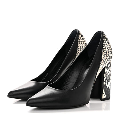 Louis Vuitton Calfskin Snakeskin Embossed Matchmake Pumps 35 Black White 4 of 12