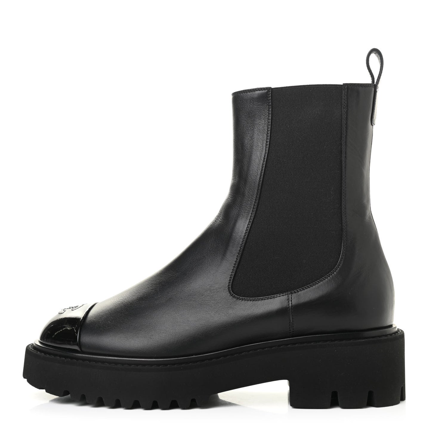 Crumpled Calfskin Patent Ankle Boots 40.5 Black
