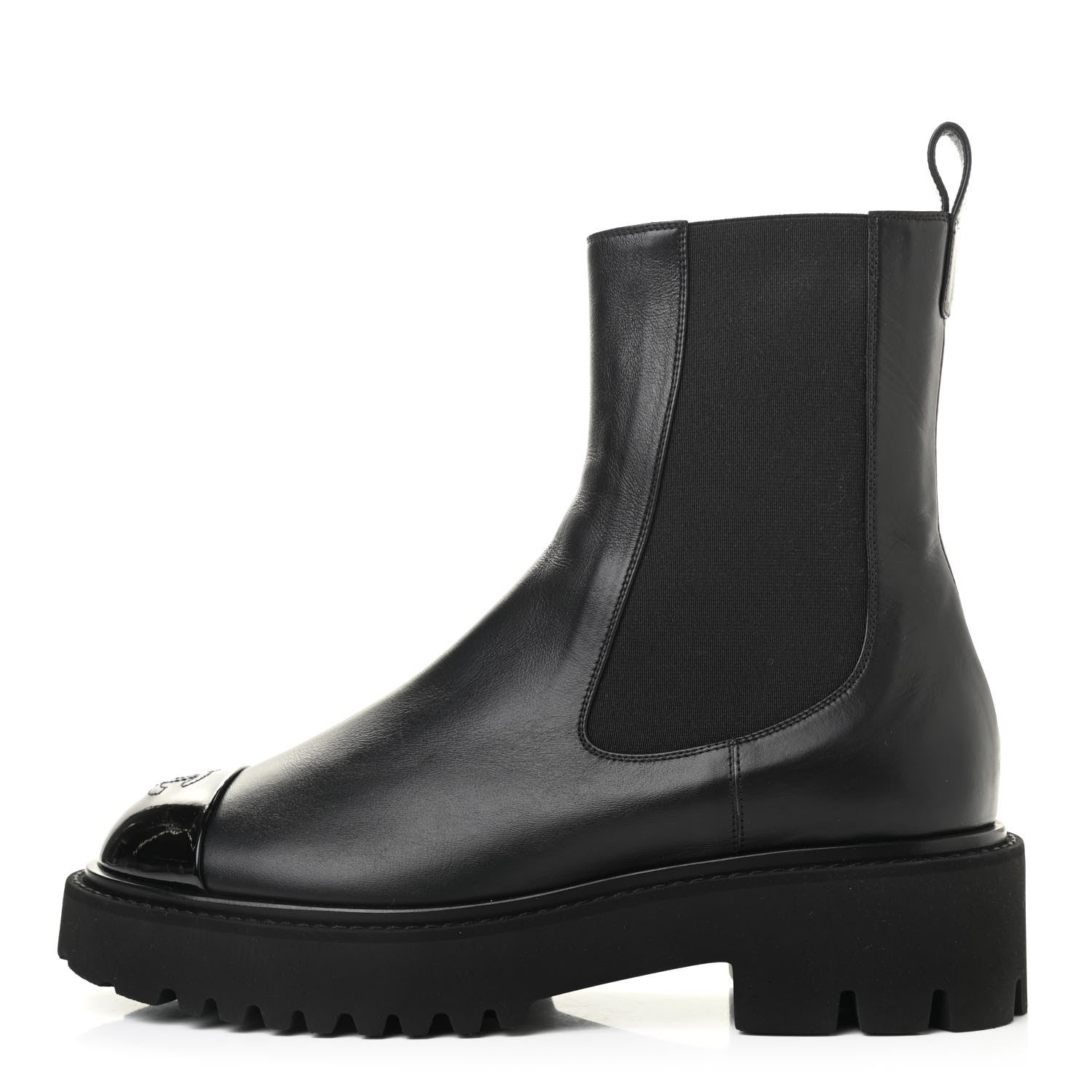 Chanel Crumpled Calfskin Patent Ankle Boots 40.5 Black 1 of 8