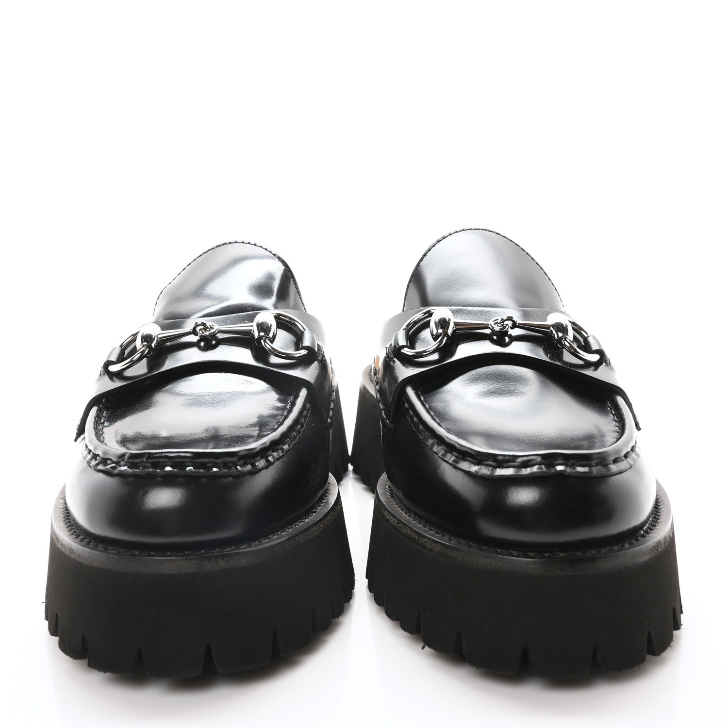 Gucci Magnum Calfskin Womens Horsebit Platform Mules 39.5 Black 38 Black 3 of 9