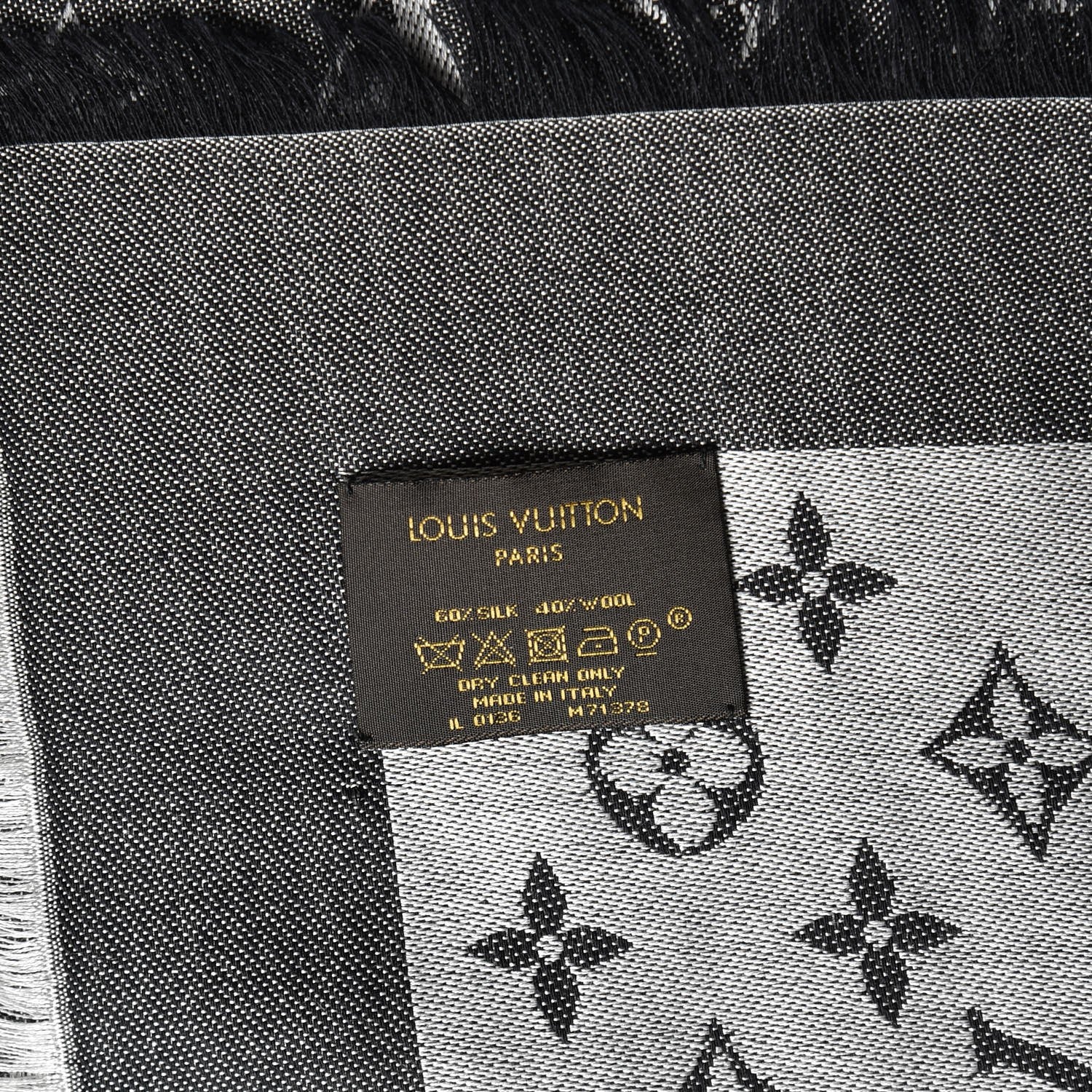 Louis Vuitton Silk Wool Monogram Denim Shawl Black 5 of 5