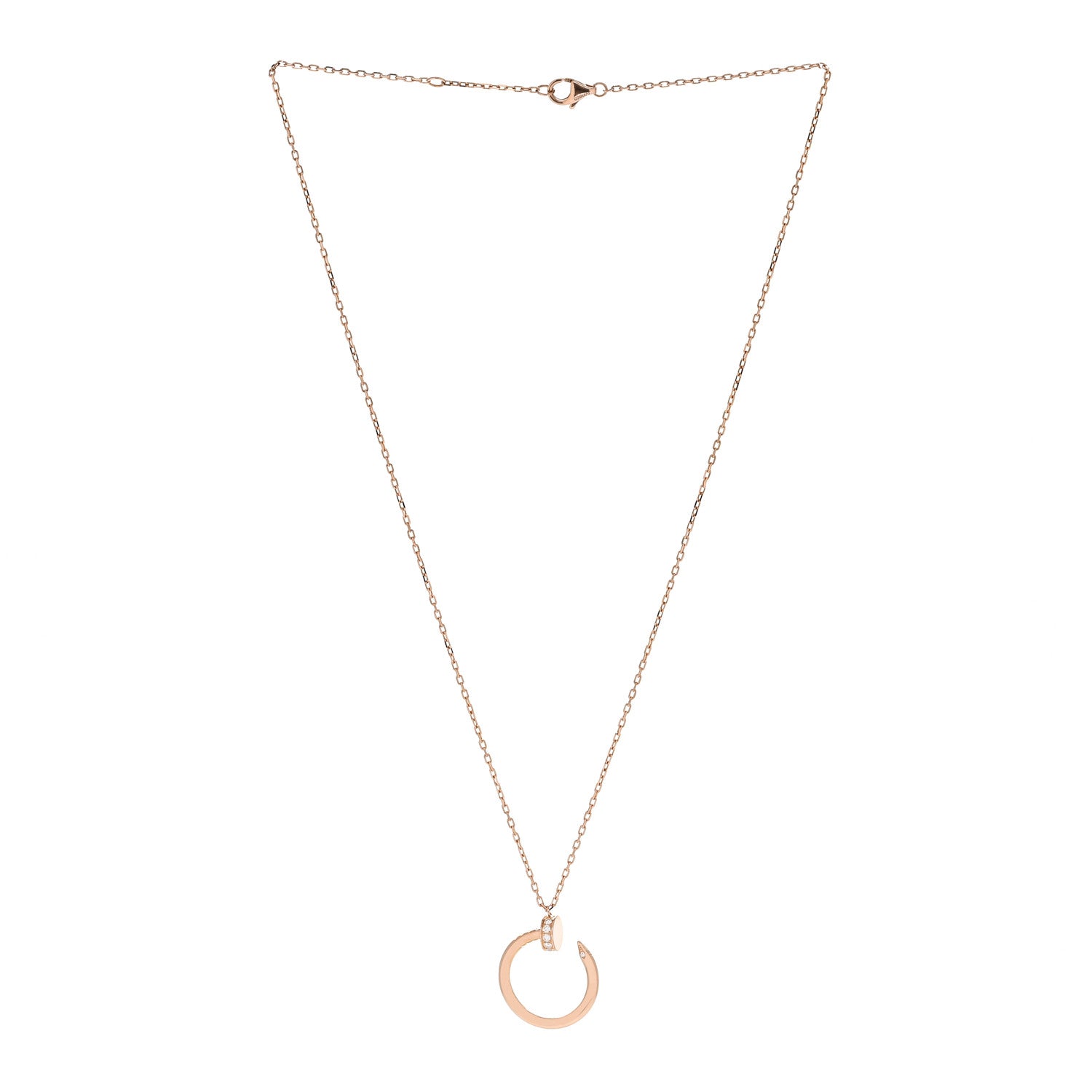 Cartier 18K Pink Gold Diamond Juste Un Clou Pendant Necklace 3 of 6
