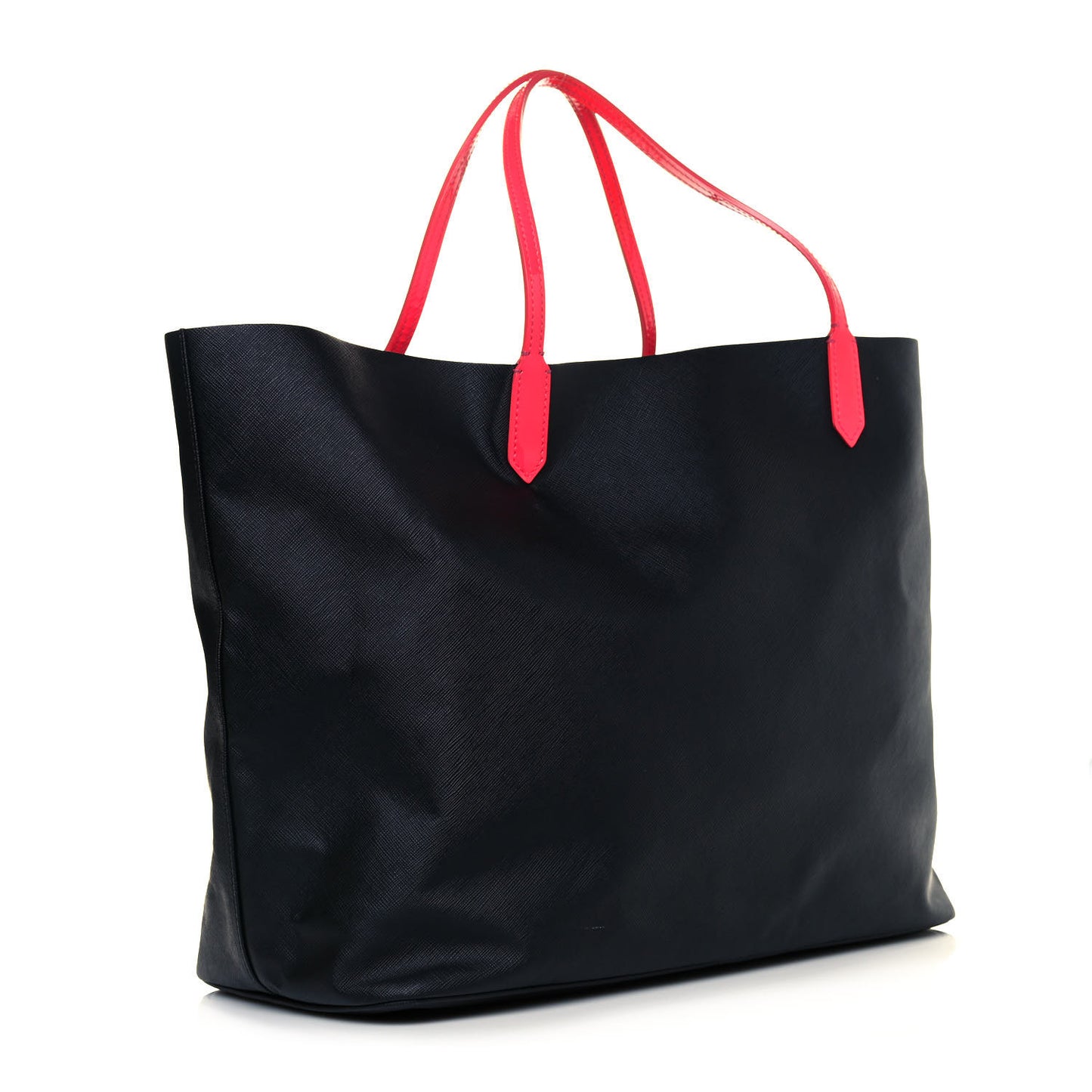 Calfskin Large Antigona Tote Black Neon Pink