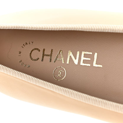 Chanel Lambskin Cap Toe Ballerina Flats 38 Beige Black 8 of 12