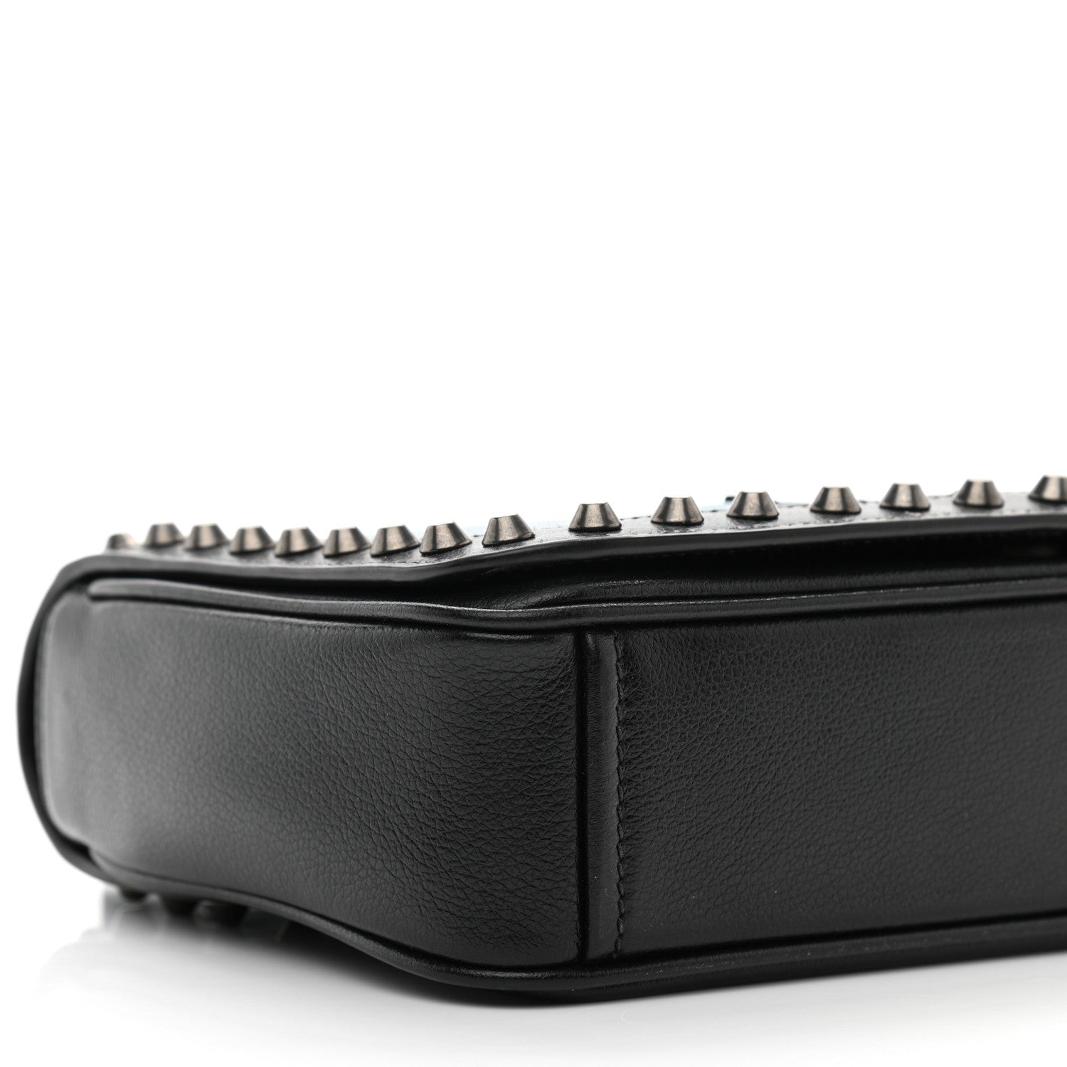 Prada Glace Calfskin Studded Crossbody Turchese Black 10 of 13