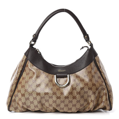 Gucci Crystal Monogram Large D Gold Hobo Dark Brown 1 of 11