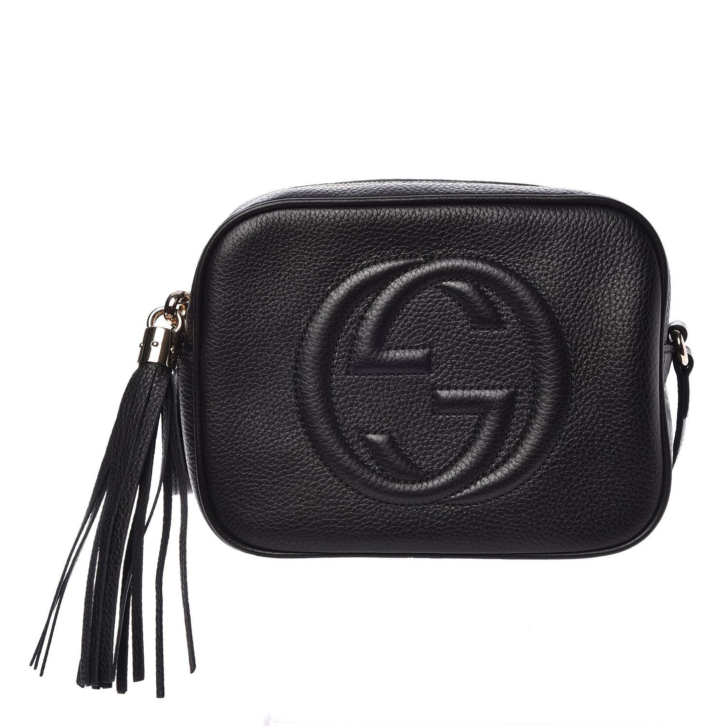 Pebbled Calfskin Small Soho Disco Bag Black
