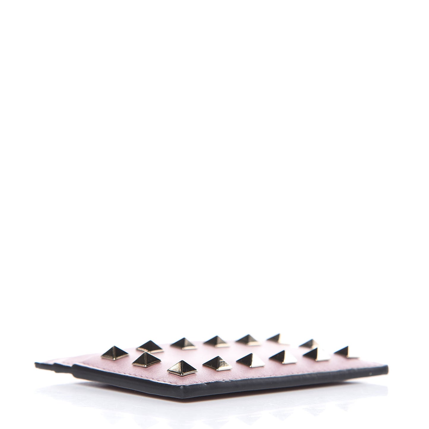 Vitello Rockstud Card Holder Poudre