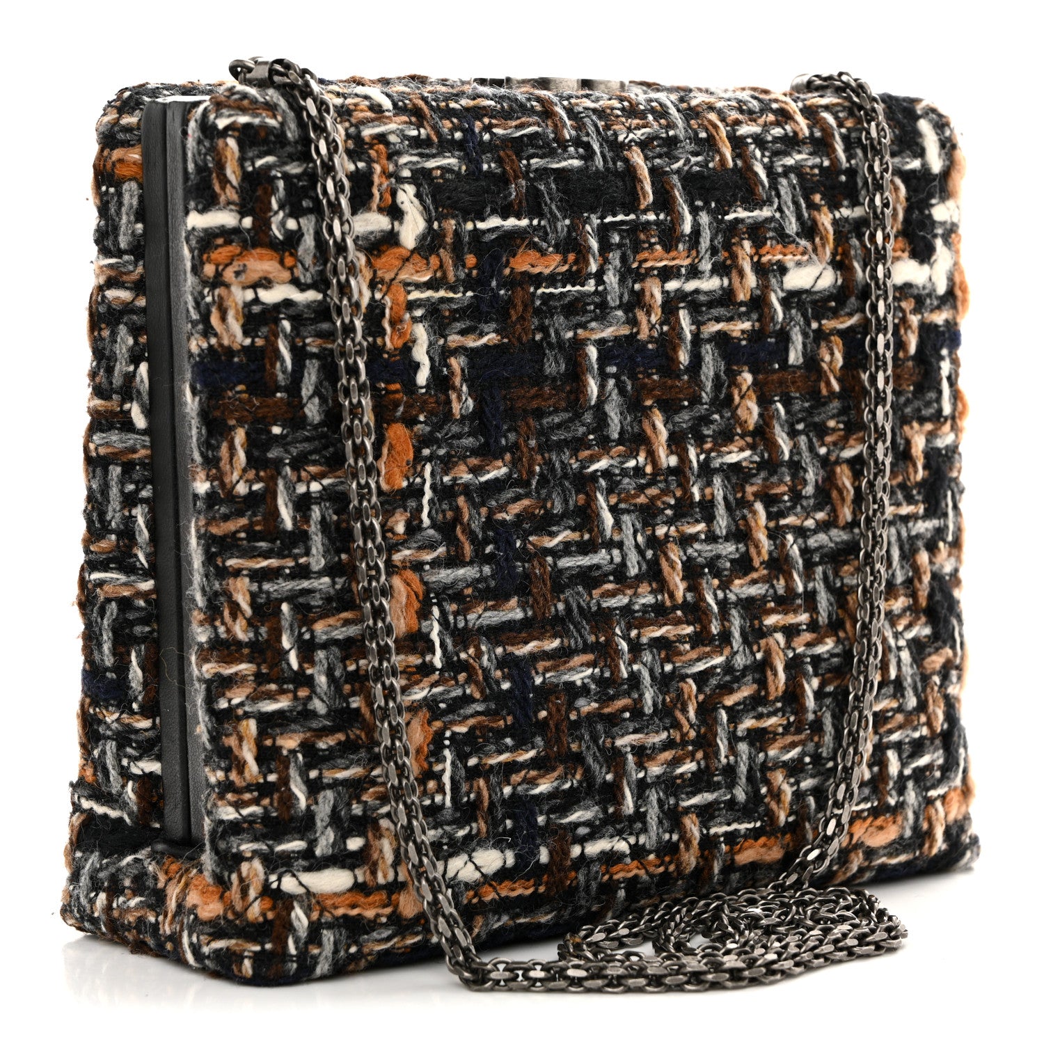 Chanel Tweed Kisslock Minaudiere Black Multicolor 3 of 12