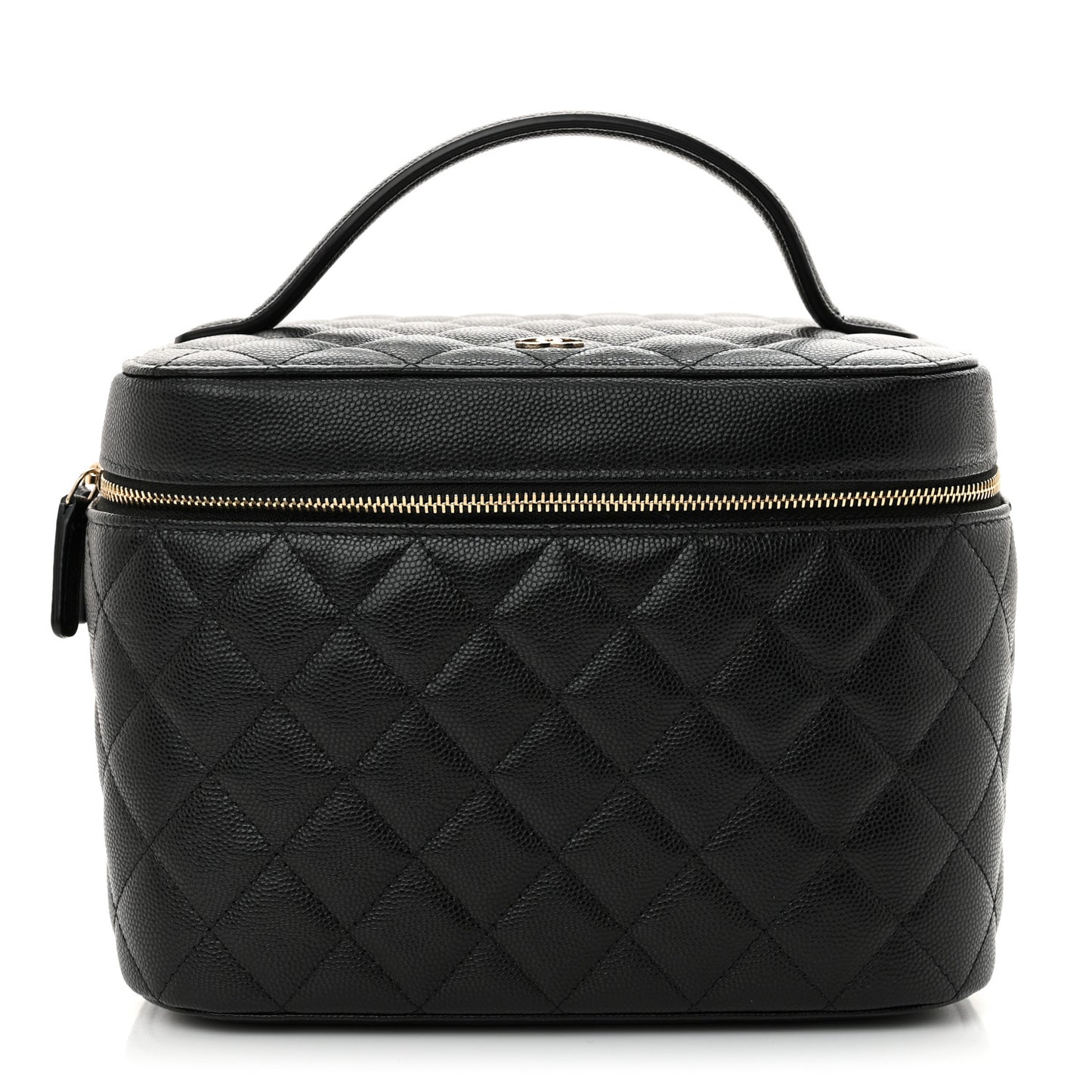 Caviar Quilted Large Vanity Pouch Black