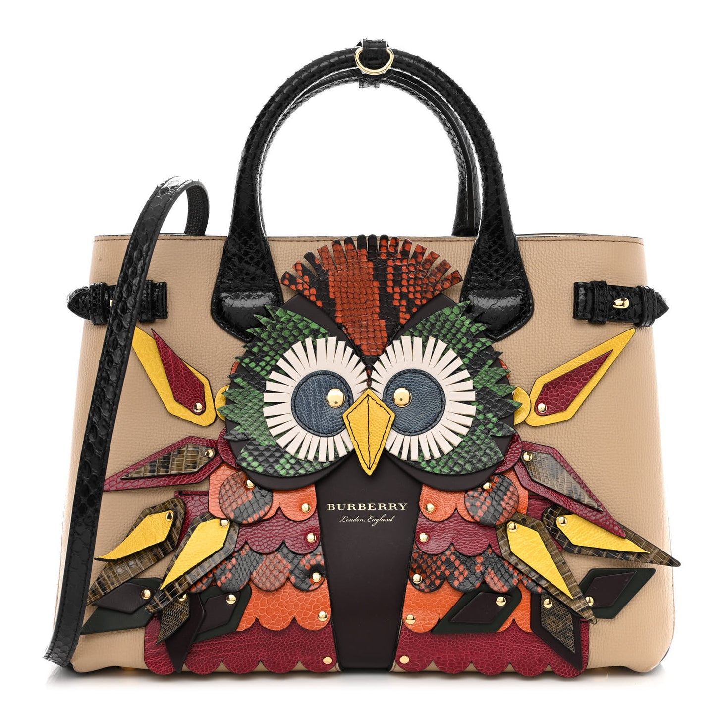 Derby Calfskin Beasts Medium Banner Tote Khaki