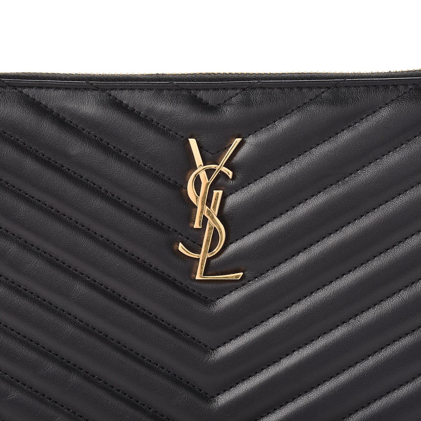 Calfskin Matelasse Chevron Monogram A5 Wristlet Black