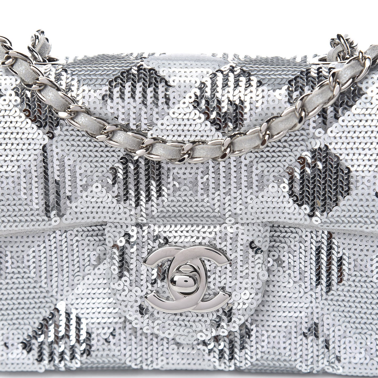 Sequin Geometric Extra Mini Flap Silver