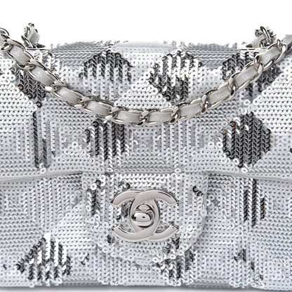Chanel Sequin Geometric Extra Mini Flap Silver 10 of 12