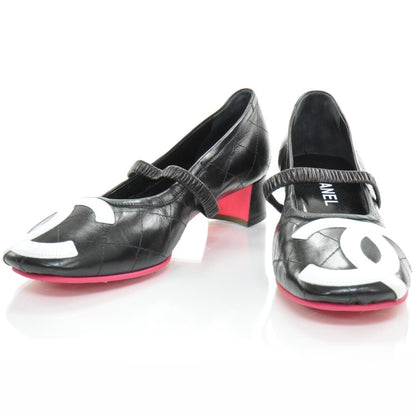 Chanel Leather Quilted Cambon Heels 38 Black and White 1 of 6