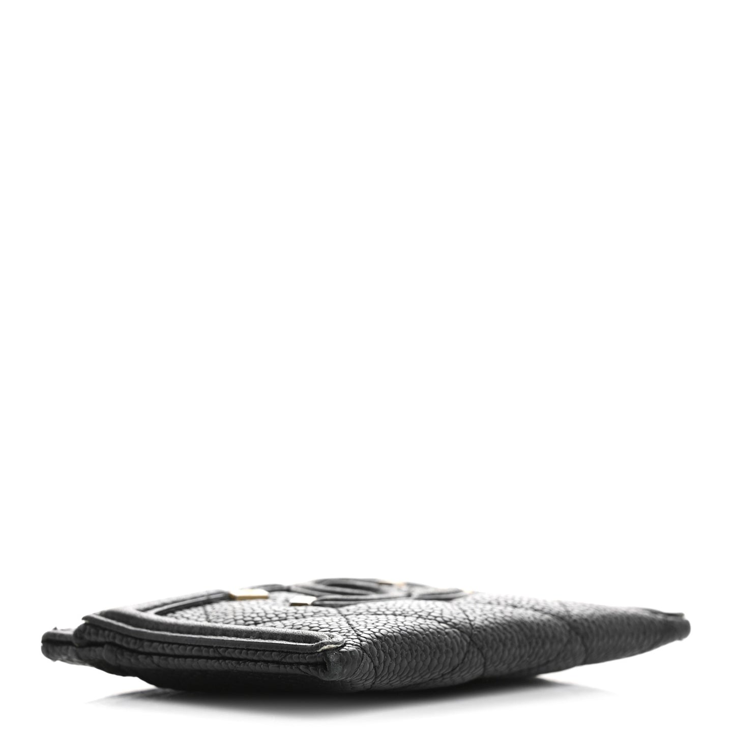Caviar Quilted Filigree Card Holder Black