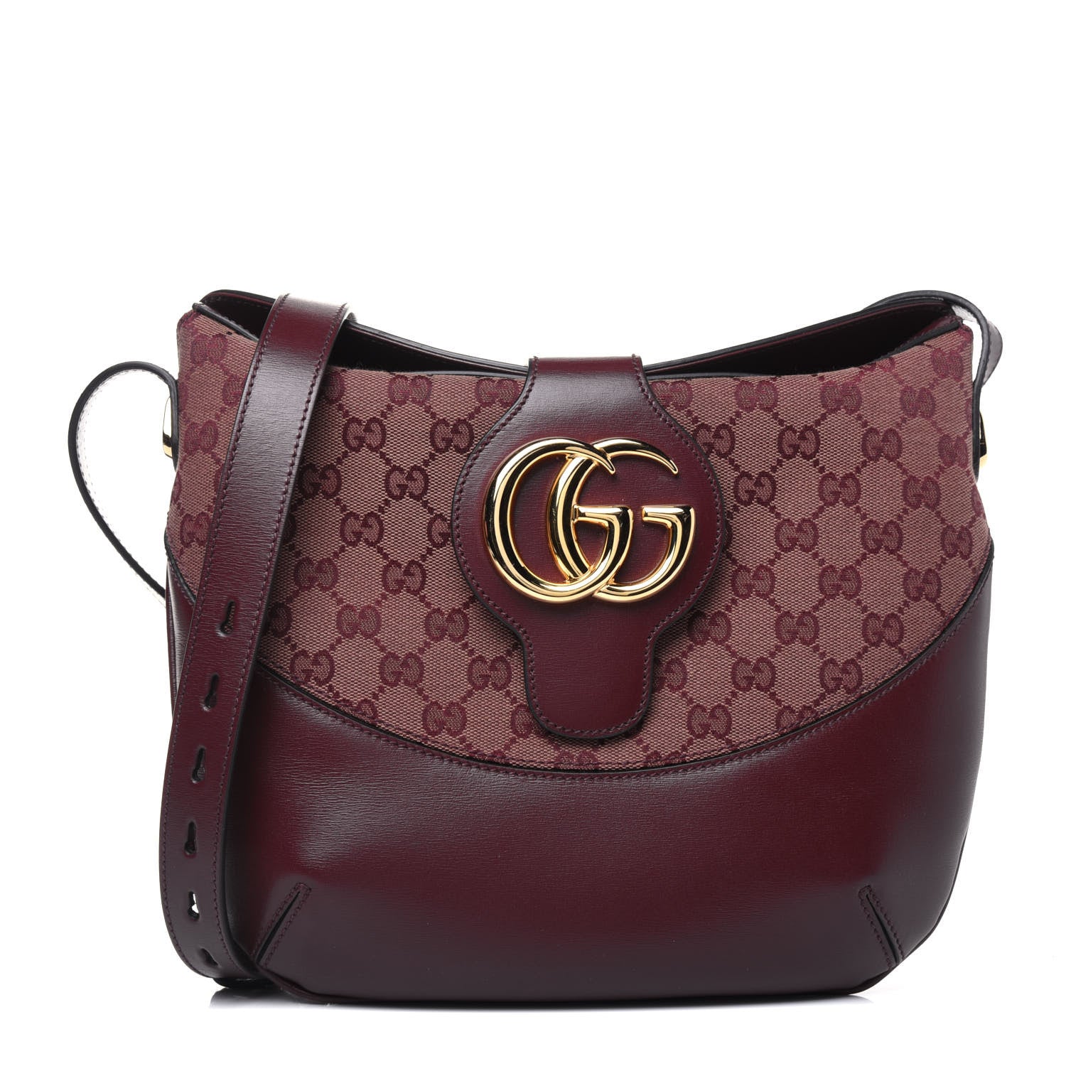 Gucci GG Monogram Calfskin Medium Arli Shoulder Bag Sahara Rubino Chardonnay 1 of 14
