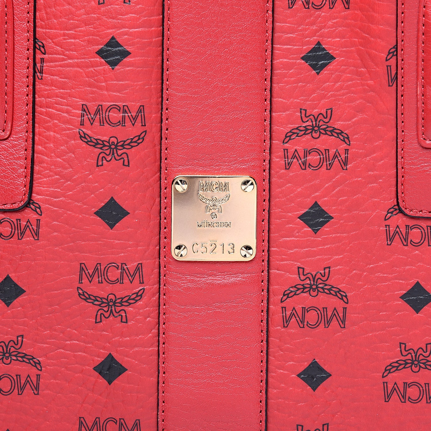 MCM Visetos Large Liz Reversible Shopper Tote Ruby Red 7 of 7