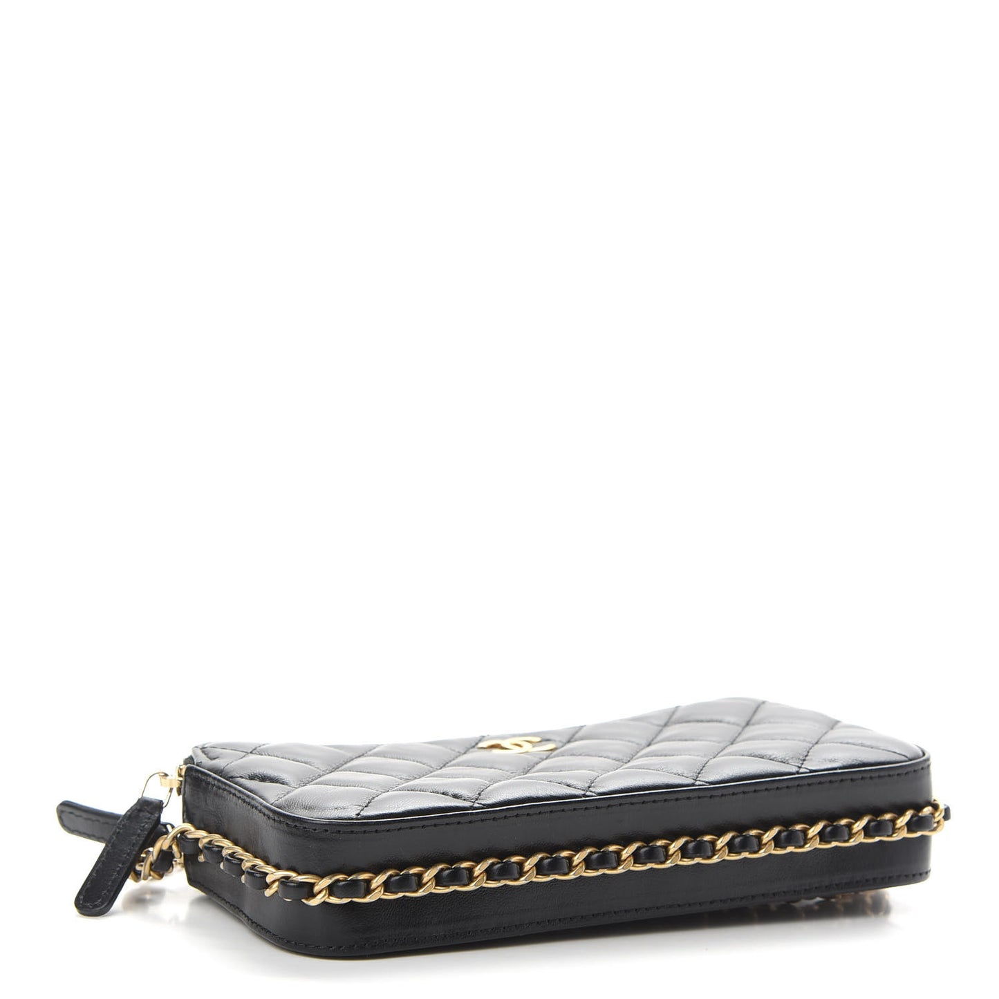 Lambskin Quilted Small Clutch With Chain Black