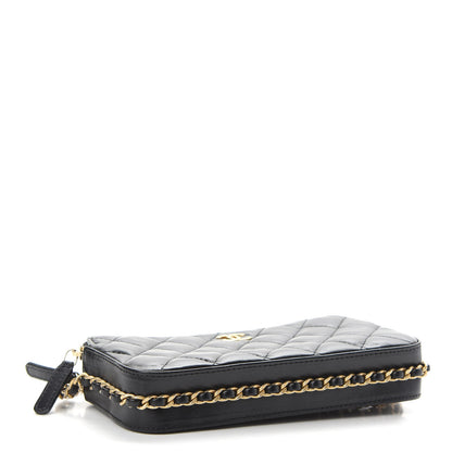 Chanel Lambskin Quilted Small Clutch With Chain Black 4 of 9