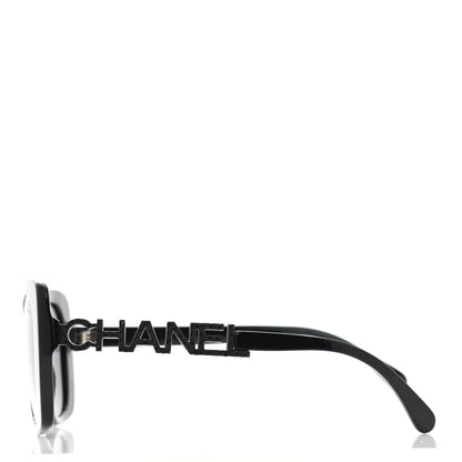 Chanel Acetate Strass Polarized Square Sunglasses 5422-B Black 3 of 8