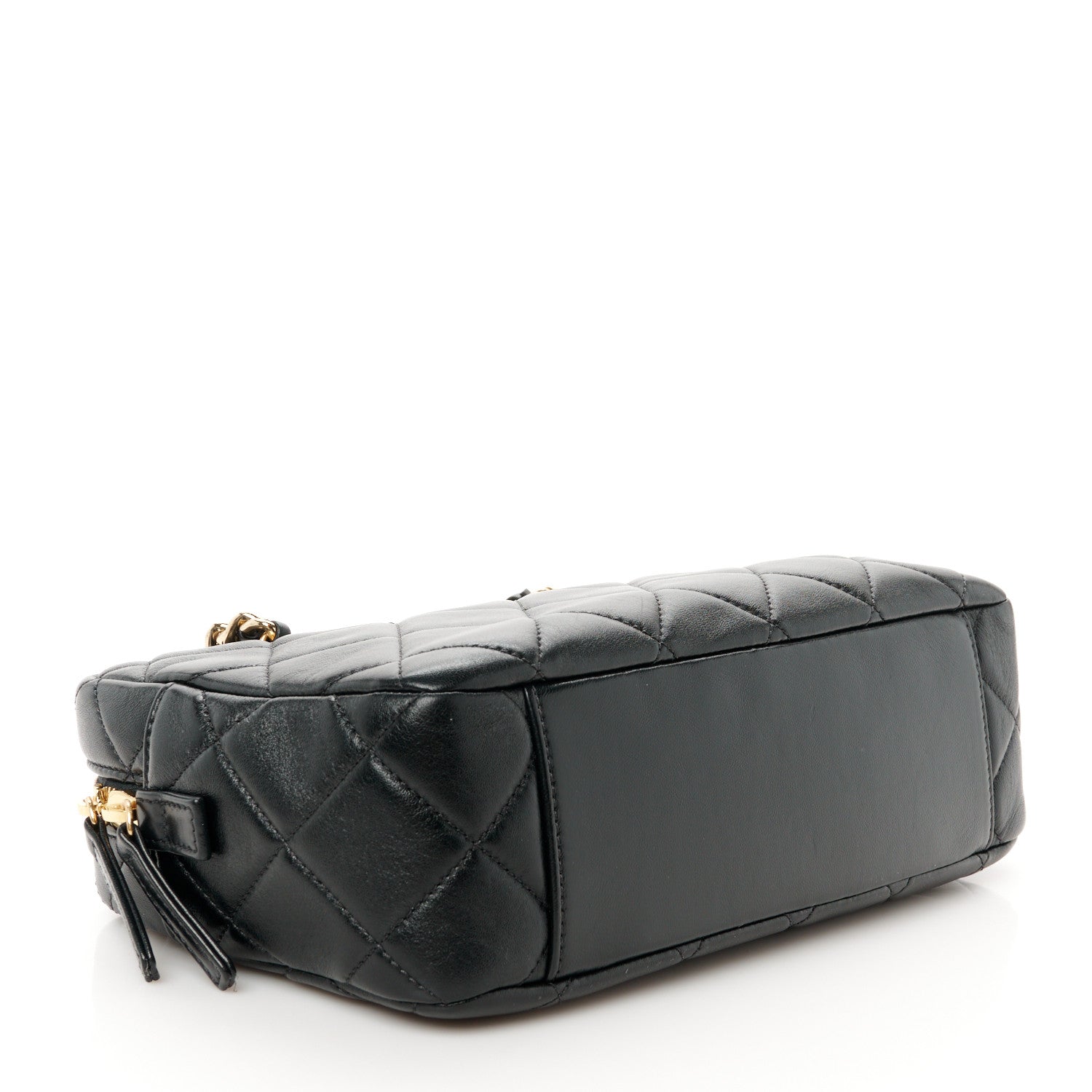 Chanel Lambskin Enamel Quilted CC Camera Case Black 4 of 10
