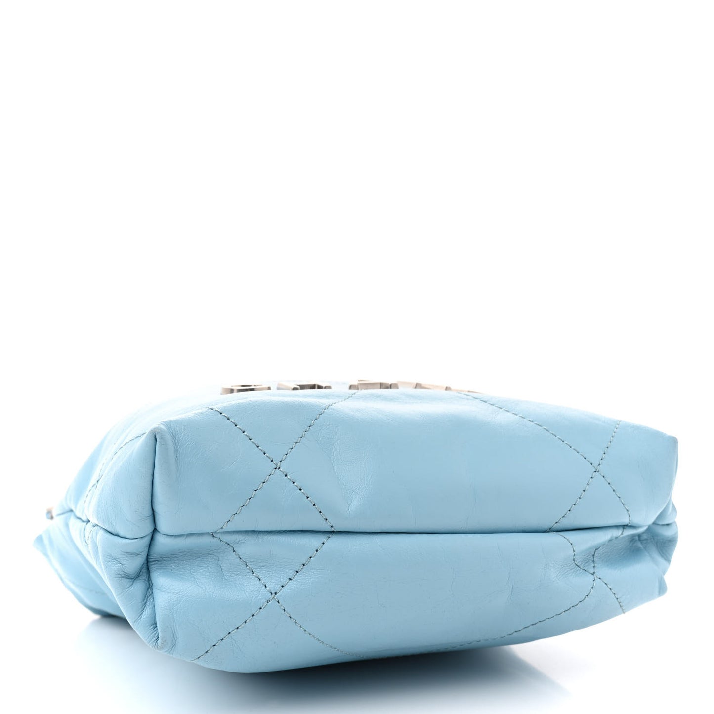 Shiny Calfskin Quilted Mini Chanel 22 Light Blue