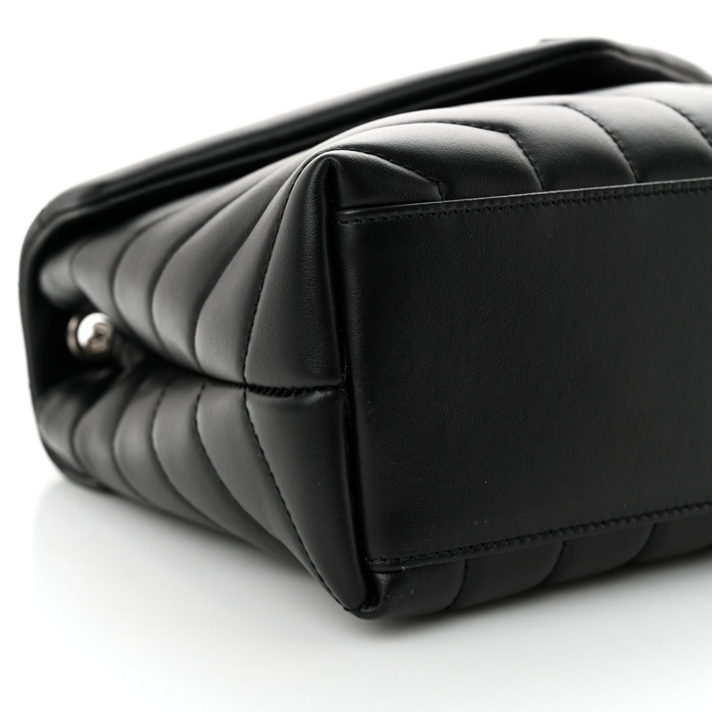 Calfskin Y Quilted Monogram Small Loulou Crossbody Bag Black