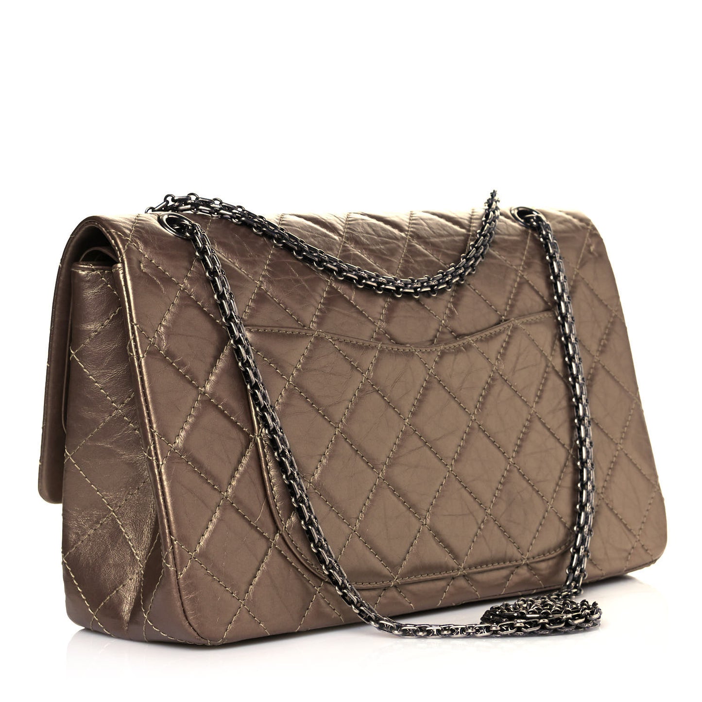 Metallic Aged Calfskin Quilted 2.55 Reissue 227 Flap Dark Gold