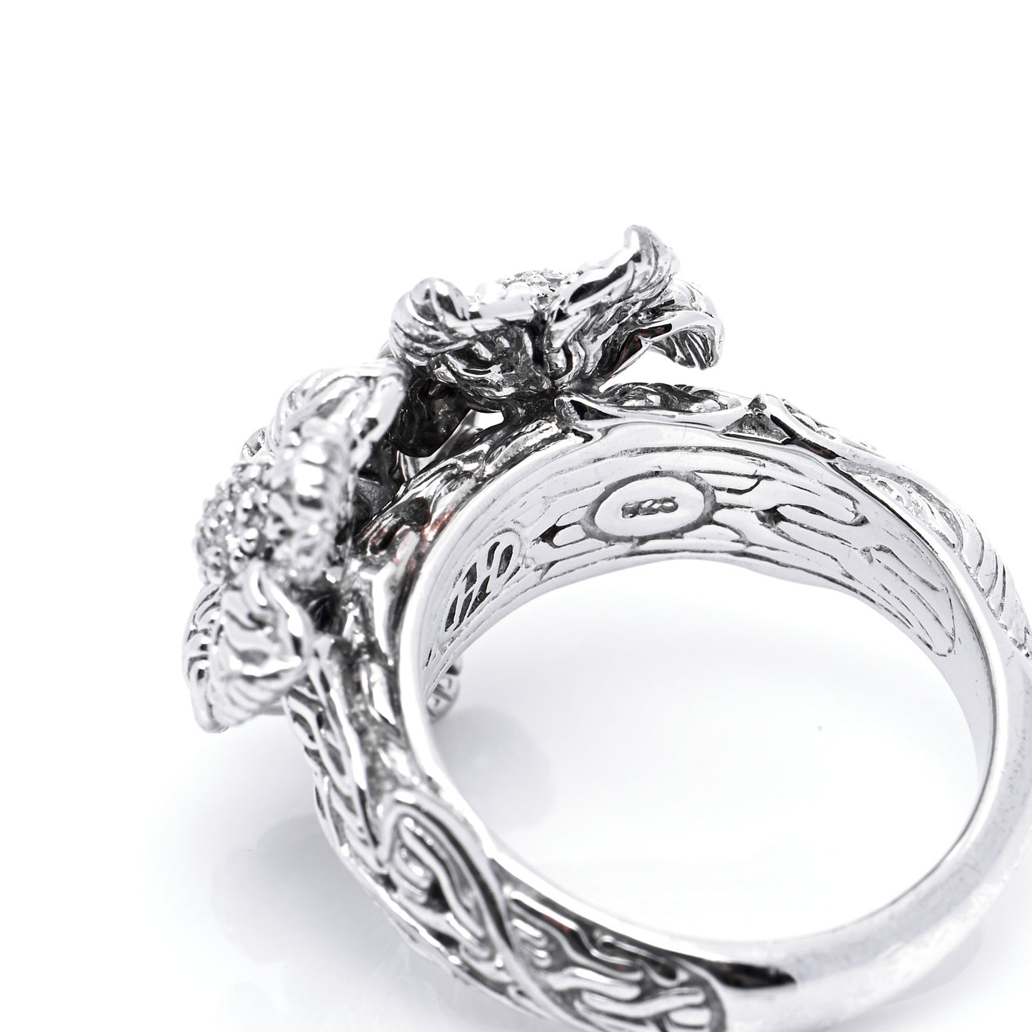 Sterling Silver 18K Yellow Gold Diamond Ayu Flower Ring 52 6
