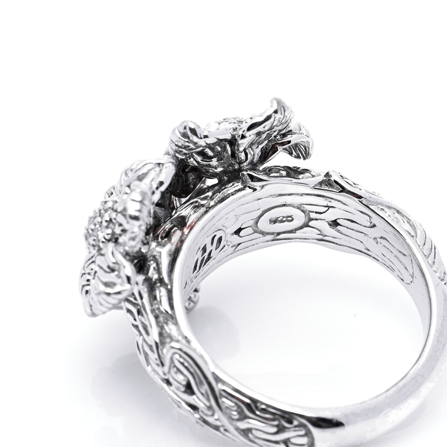 John Hardy Sterling Silver 18K Yellow Gold Diamond Ayu Flower Ring 52 6 6 of 7