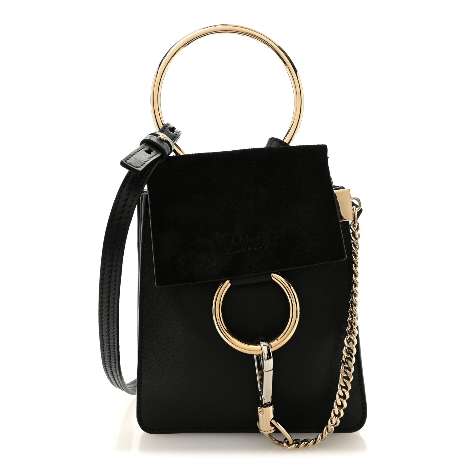 Chloe Suede Calfskin Mini Faye Bracelet Bag Black 1 of 10