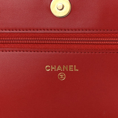 Chanel Calfskin Quilted Chain Around Boy Wallet On Chain WOC Red 6 of 9