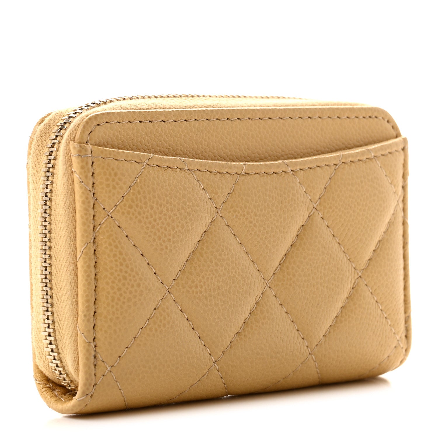 Chanel Caviar Quilted Zip Around Coin Purse Yellow 3 of 9