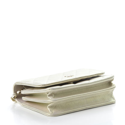 Chanel Iridescent Lambskin Quilted Mini Wallet On Chain WOC Ivory 4 of 11