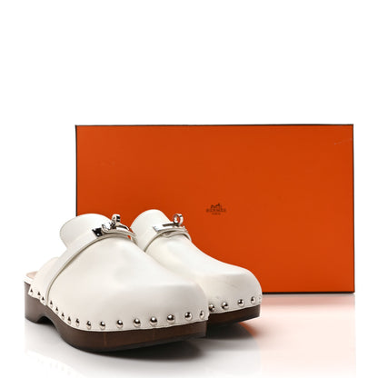 Hermes Calfskin Carlotta Mules 39 White 8 of 8