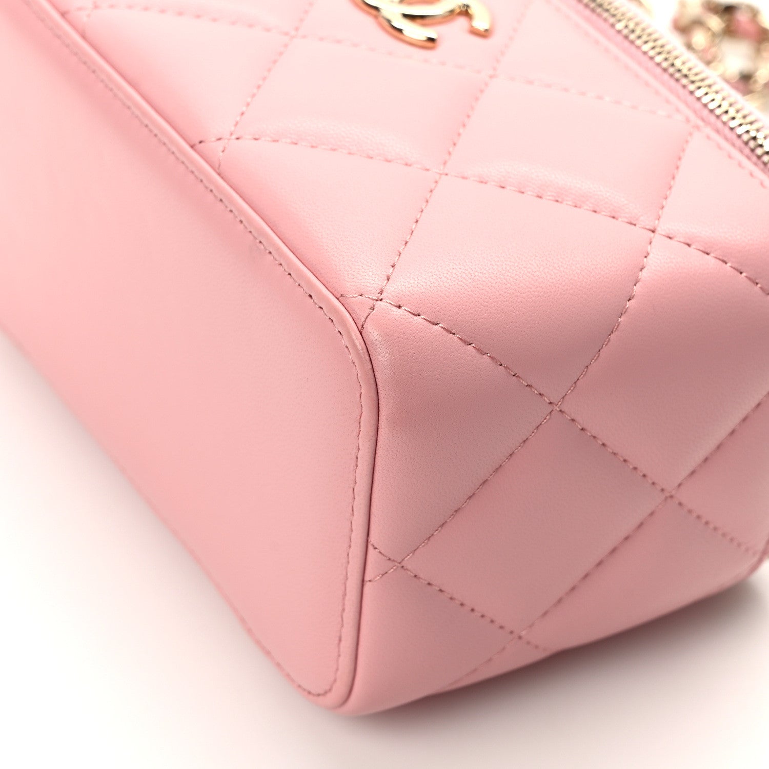 Chanel Lambskin Resin Elegant Chain Vanity Case Pink 12 of 13