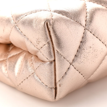 Chanel Metallic Lambskin Quilted Cosmetic Pouch Light Gold 10 of 19