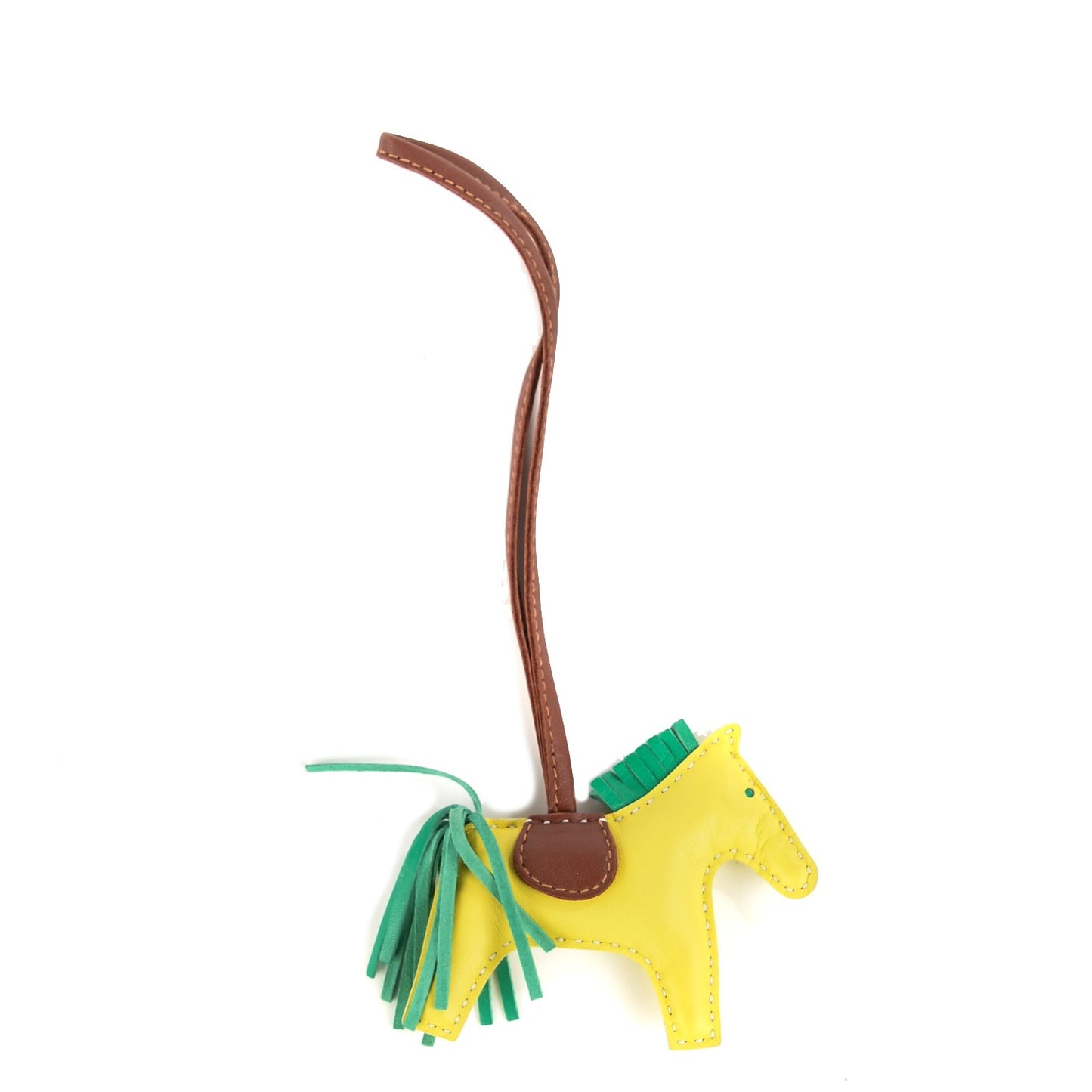 Milo Lambskin Grigri Rodeo Horse Bag Charm PM Lime Menthe Fauve