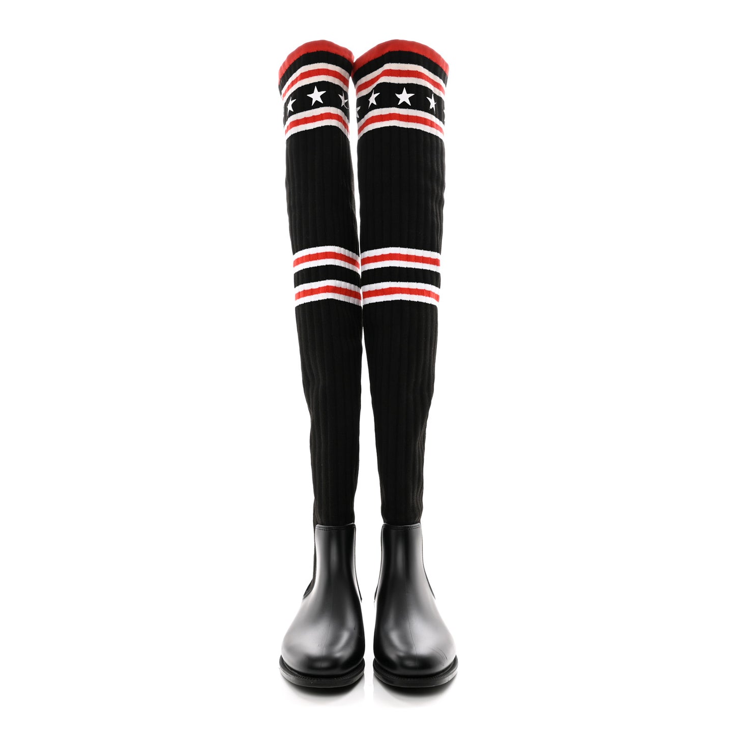 Knit Rubber Storm Over The Knee Boots 41 Black
