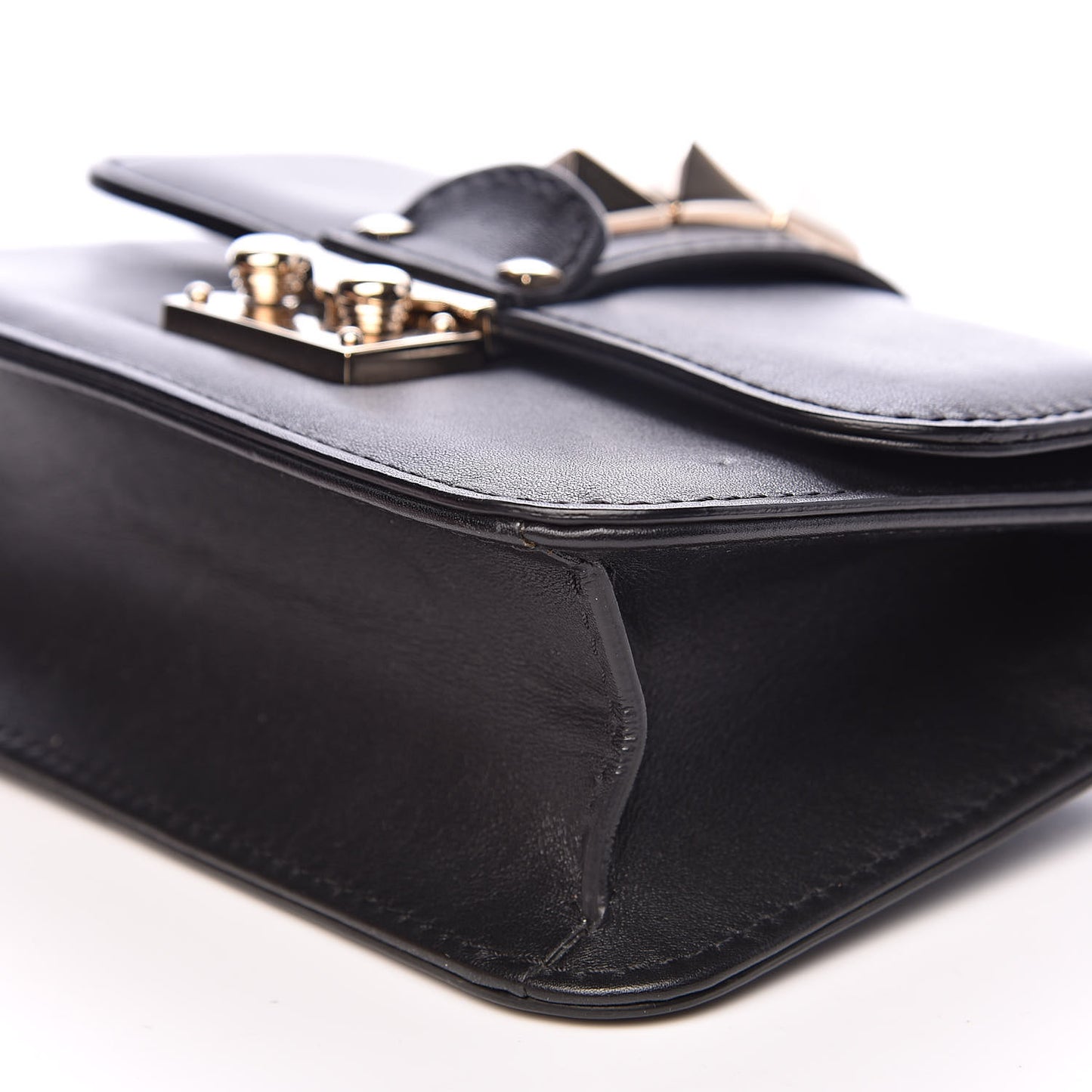 Vitello Mini Glam Lock Rockstud Flap Black