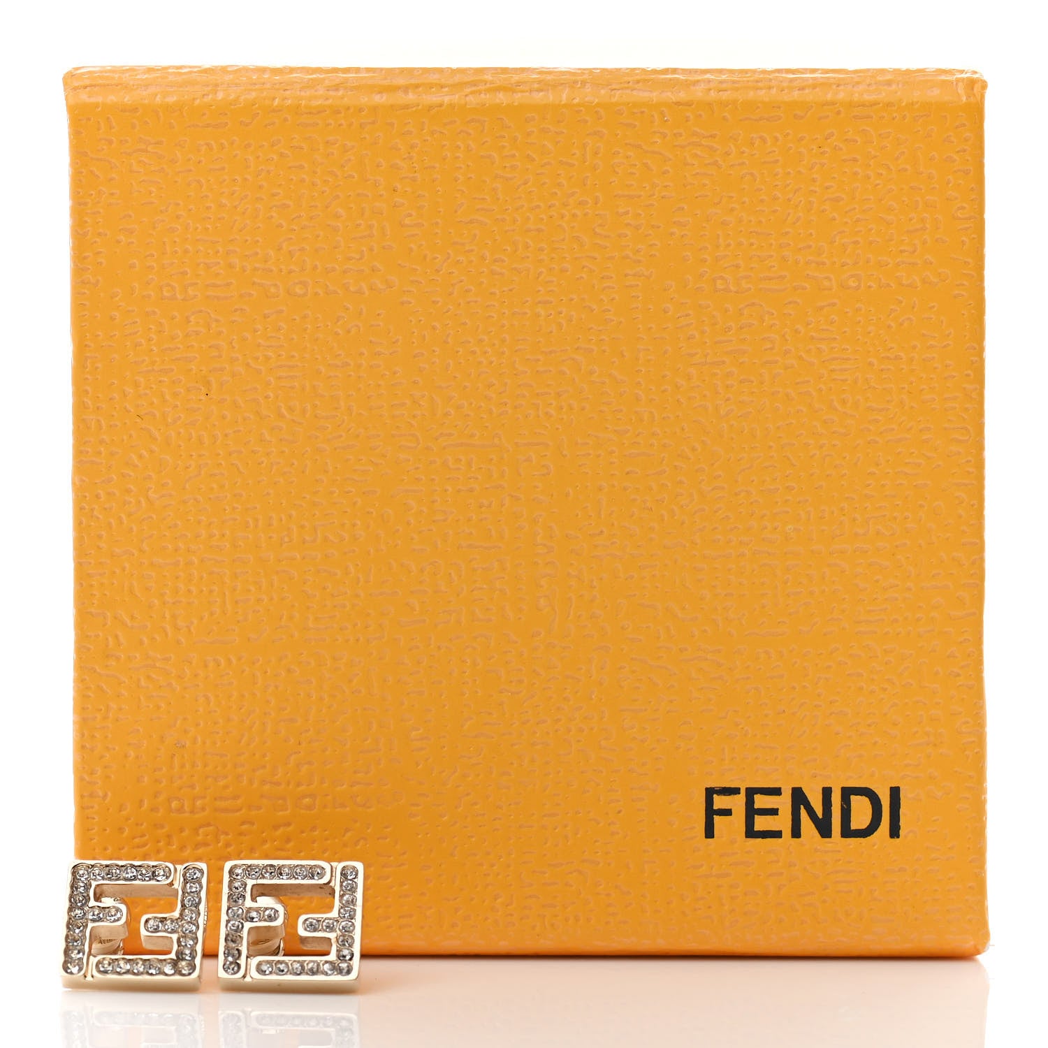 Fendi FF Metal Crystal Earrings Gold 5 of 5