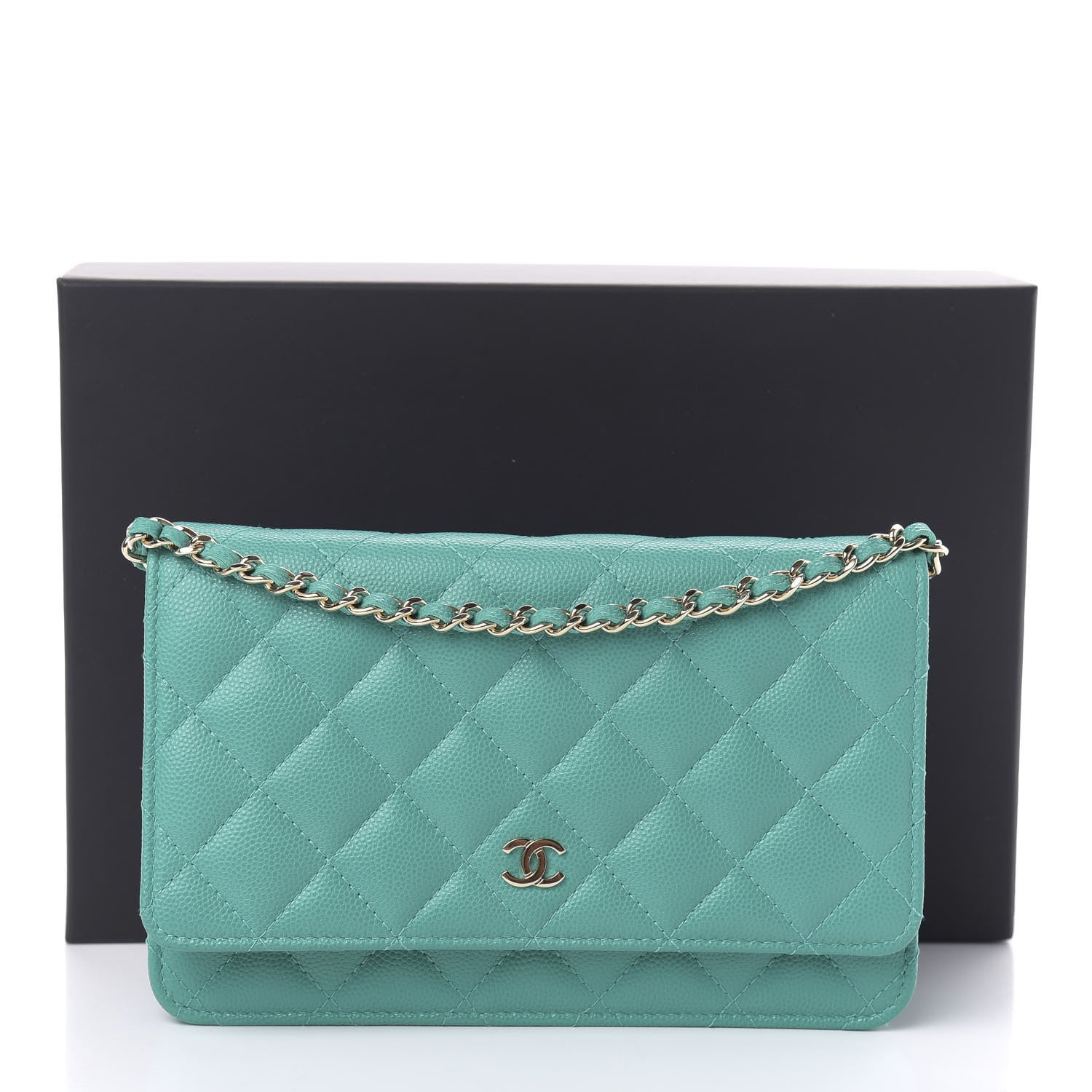 Chanel Caviar Quilted Wallet On Chain WOC Turquoise 12 of 12
