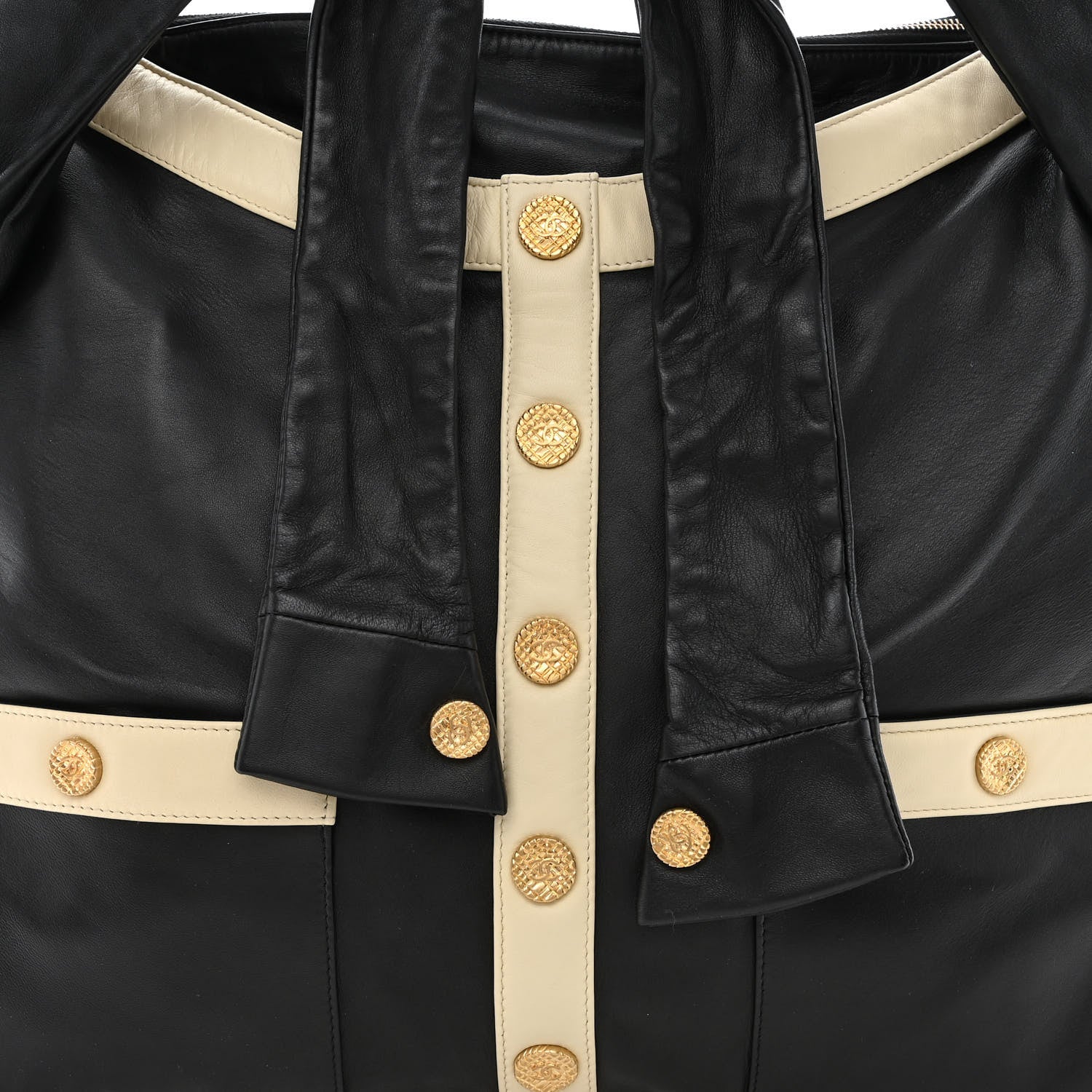 Chanel Lambskin Large Girl Bag Black Beige 8 of 10