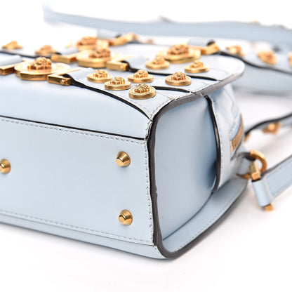 Versace Calfskin Small Medallion Tribute Bowling Bag Blue 9 of 12