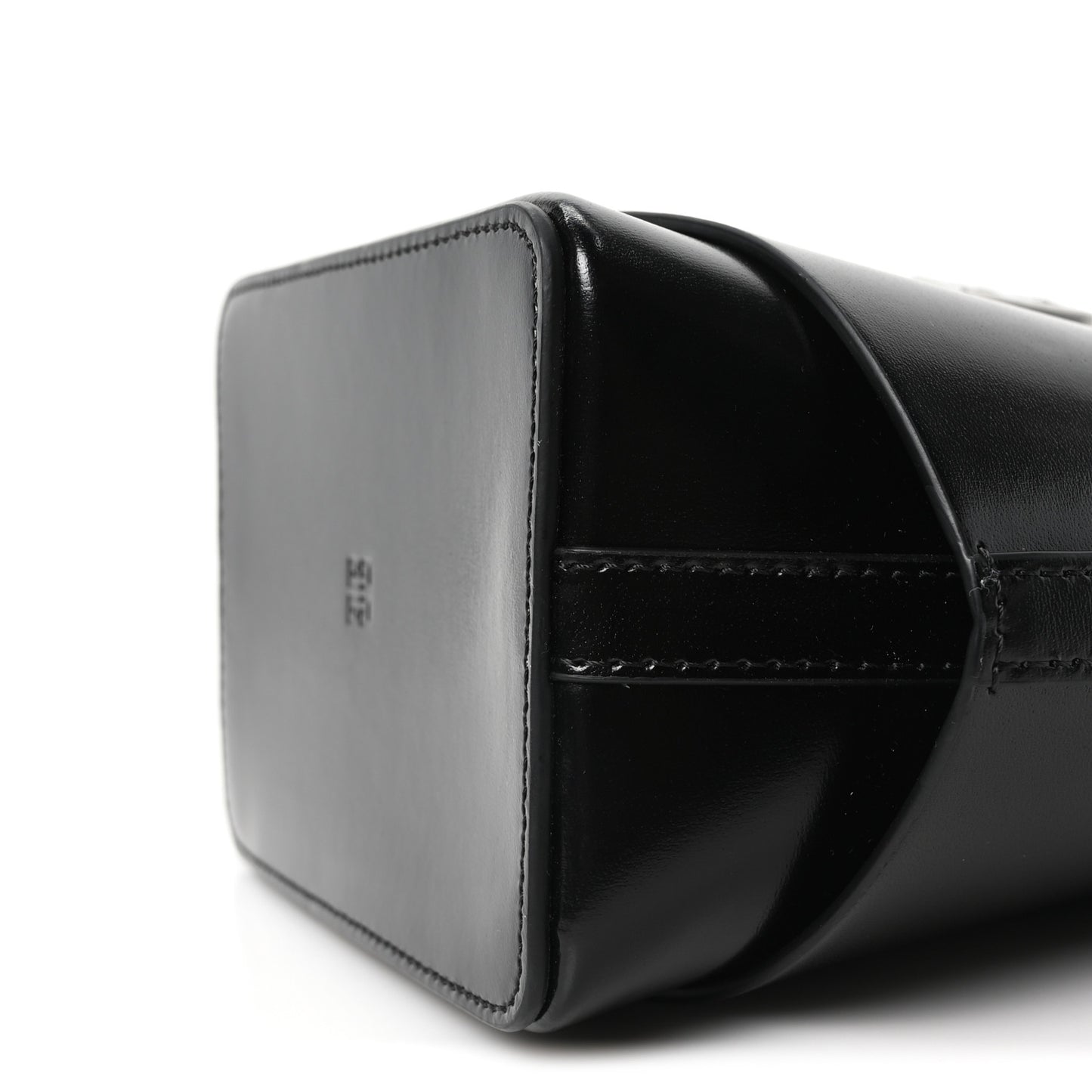Box Calfskin Shark Lock Bucket Bag Black