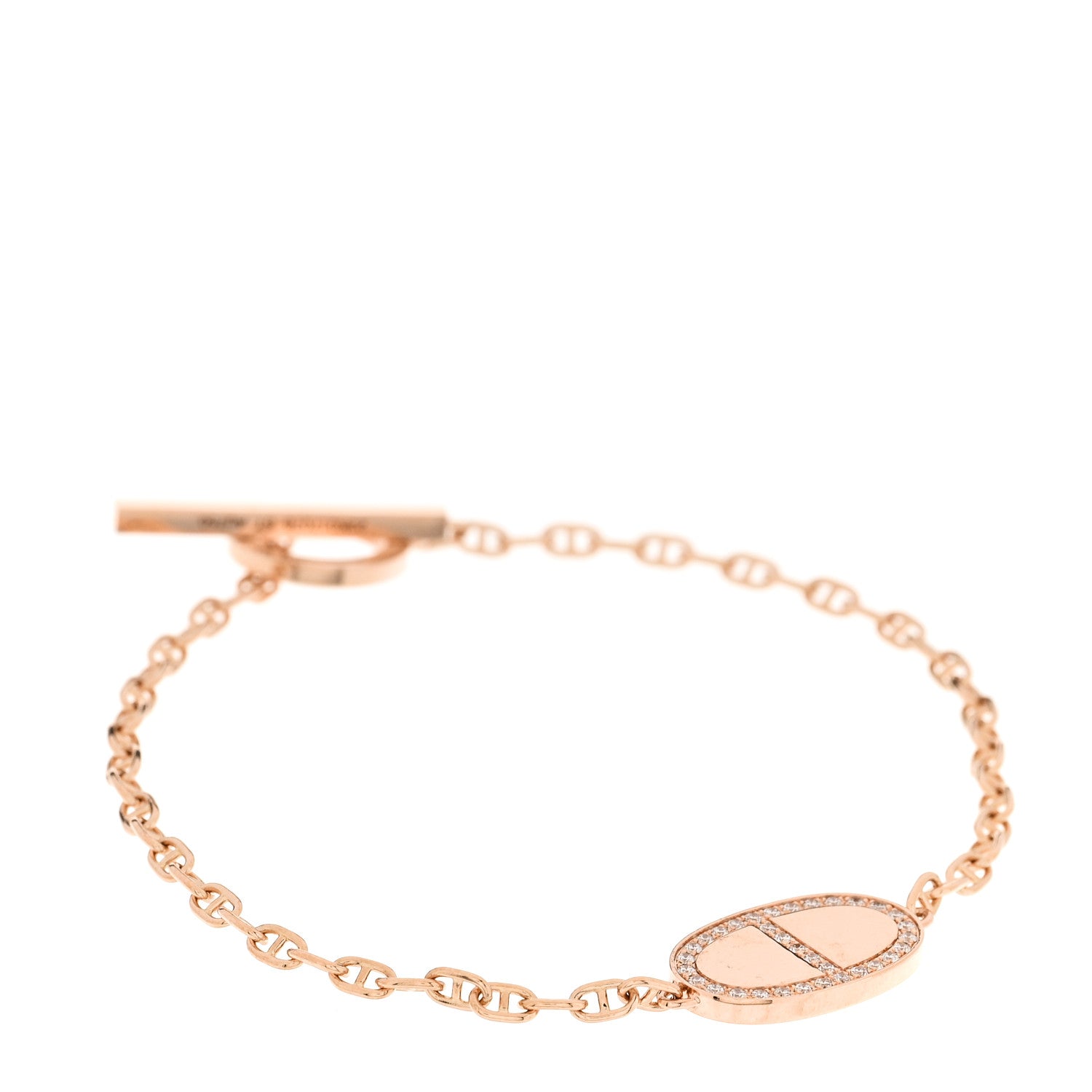 Hermes 18K Rose Gold Diamond Chaine d'Ancre Verso Bracelet ST 1 of 7