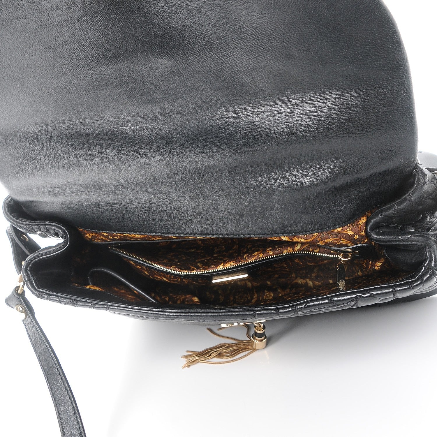 Versace Barocco Quilted Nappa Altea Vanitas Satchel Black 5 of 9
